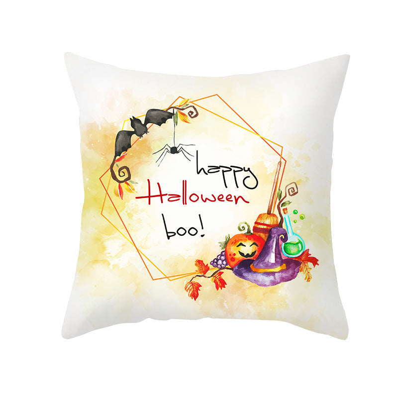 Halloween Pumpkin Letter Fleece Cushion Cover