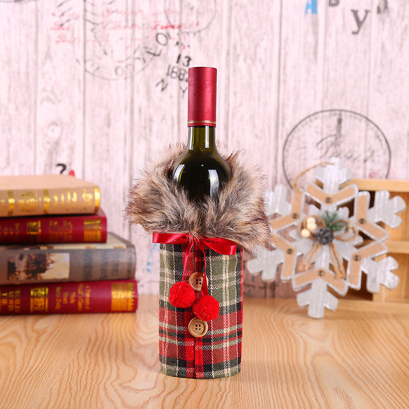 Decorative Christmas Linen Bottle Set Cute