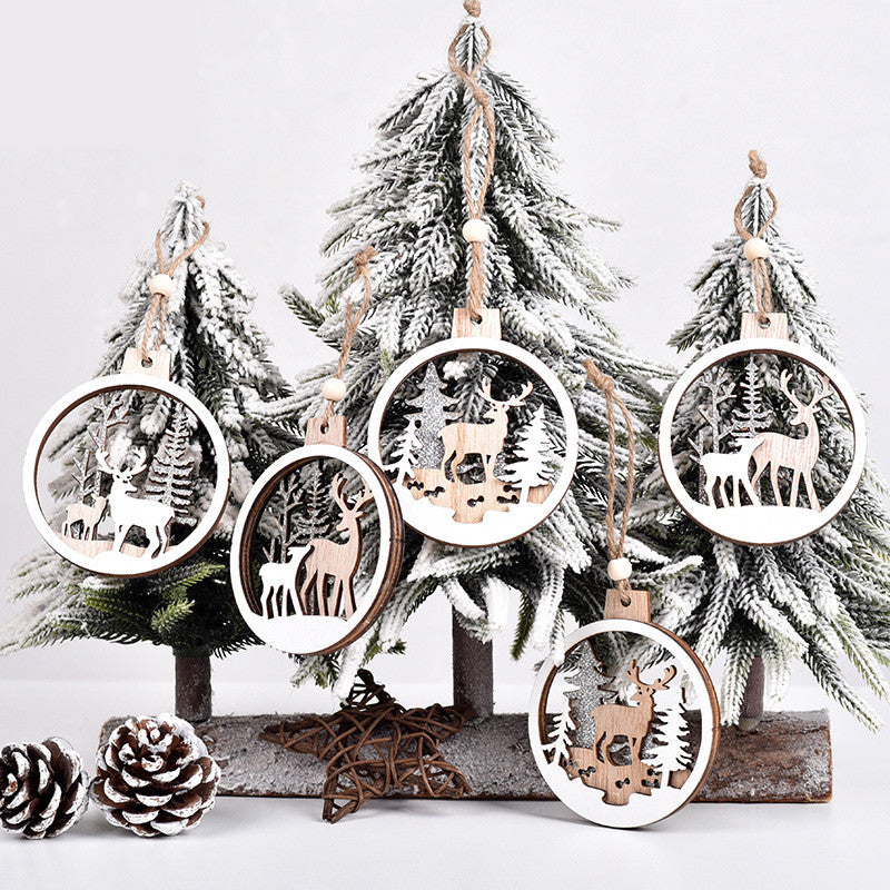 Christmas Decoration Gifts Wooden Round Pendant Ideas