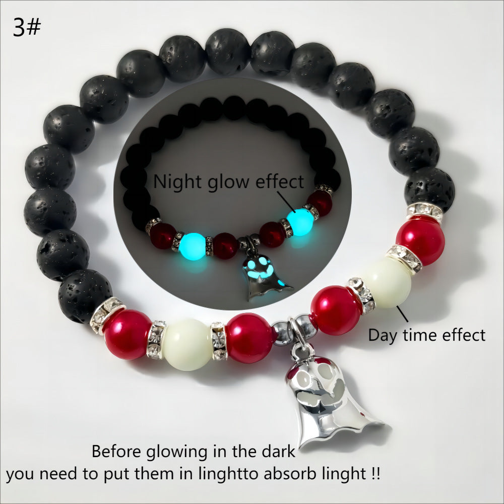 Halloween Gift Luminous Little Ghost Natural Volcano Bracelet