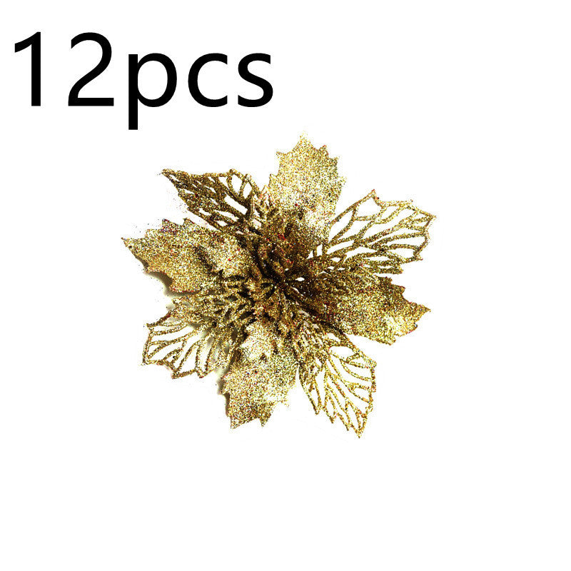 Glitter Artifical Christmas Flowers Christmas Tree Decorations