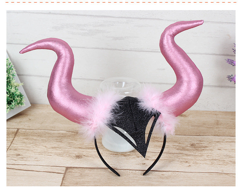 Halloween Ghost Festival Decoration Headdress Dance Party Props Large Horn Headdress