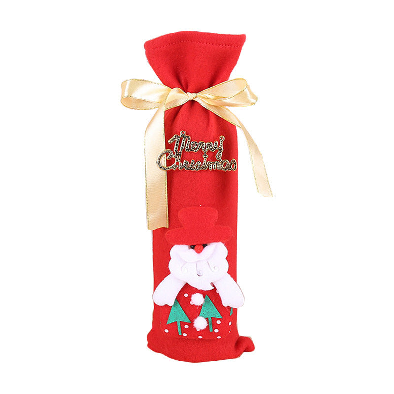 Christmas Table Flannel Fabric Wine Gift Box Wine Bottle Bag