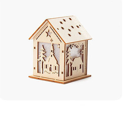 Christmas Decoration Wooden House Children's Handmade