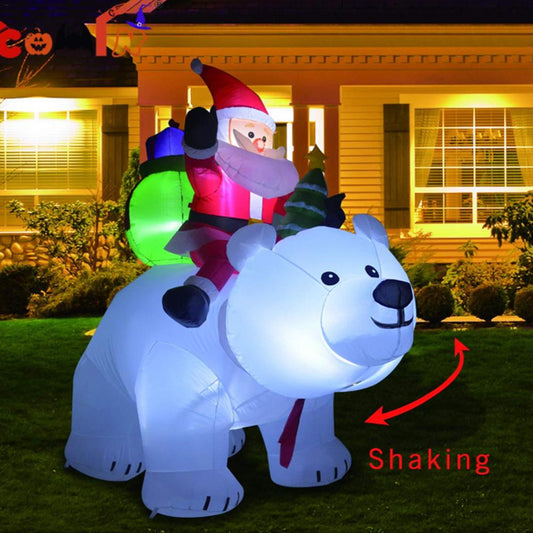 Inflatable Santa Claus Riding Polar Bear 2M Christmas