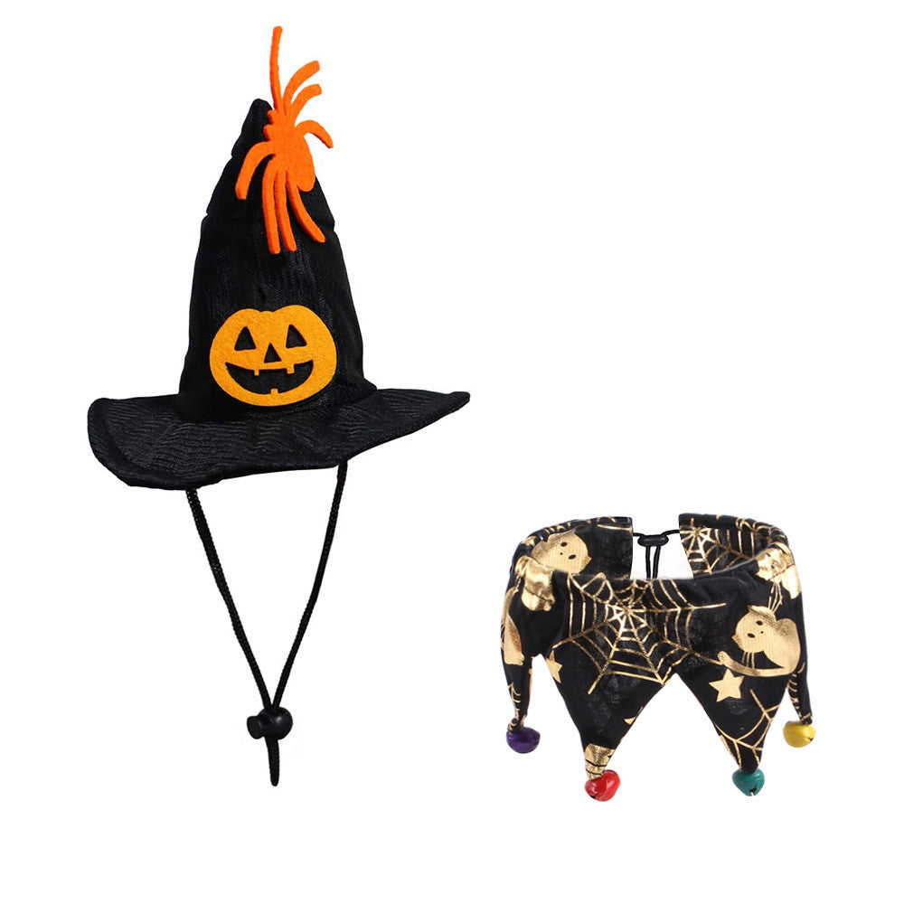 Halloween Hat And Scarf Set Skull Pattern Cat Cape Hat Set
