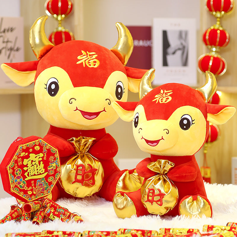 Cute Cow Doll Plush Toy Festive New Year Zodiac Mascot