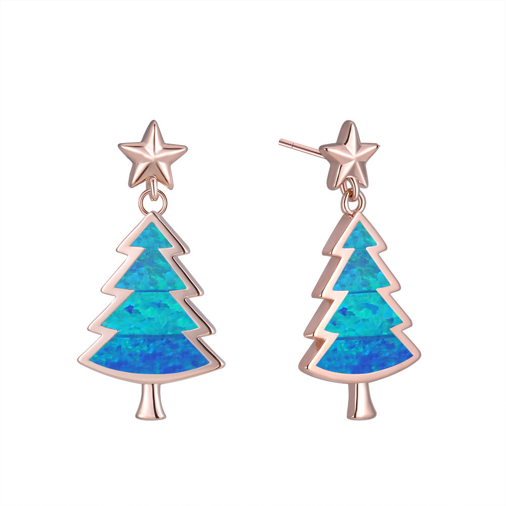 Christmas tree pentagram earrings