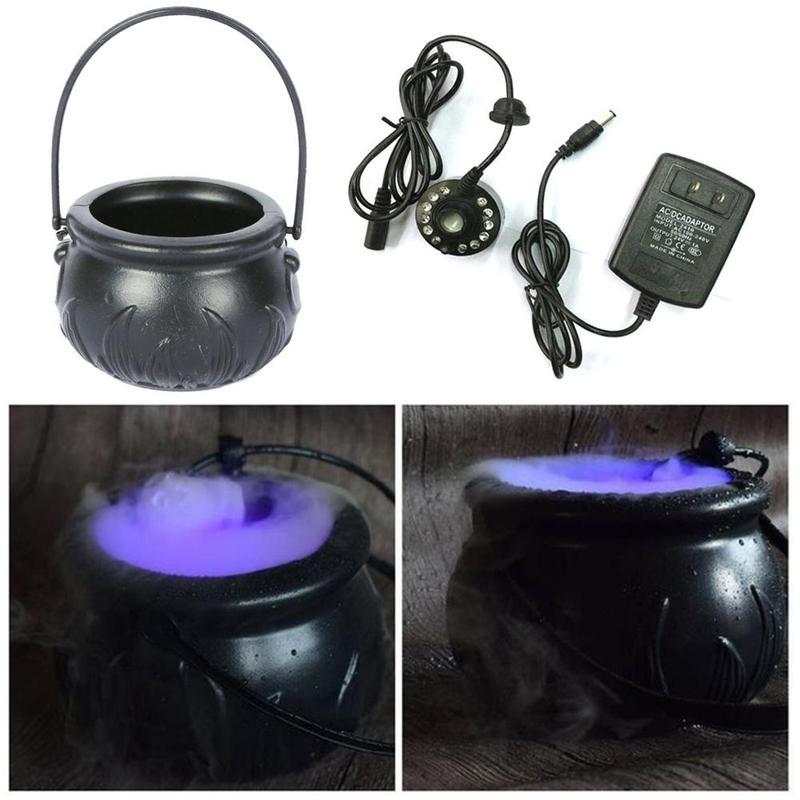 Halloween Witch Pot Smoke Machine LED Humidifier