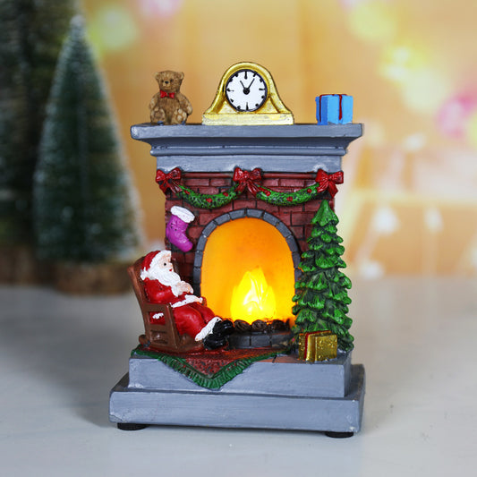 Christmas Resin Decorations Luminous Fireplace Small Night Lamp