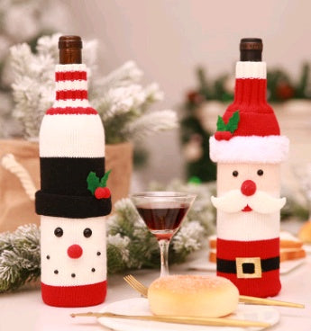 Christmas decoration wine bottle set champagne red wine