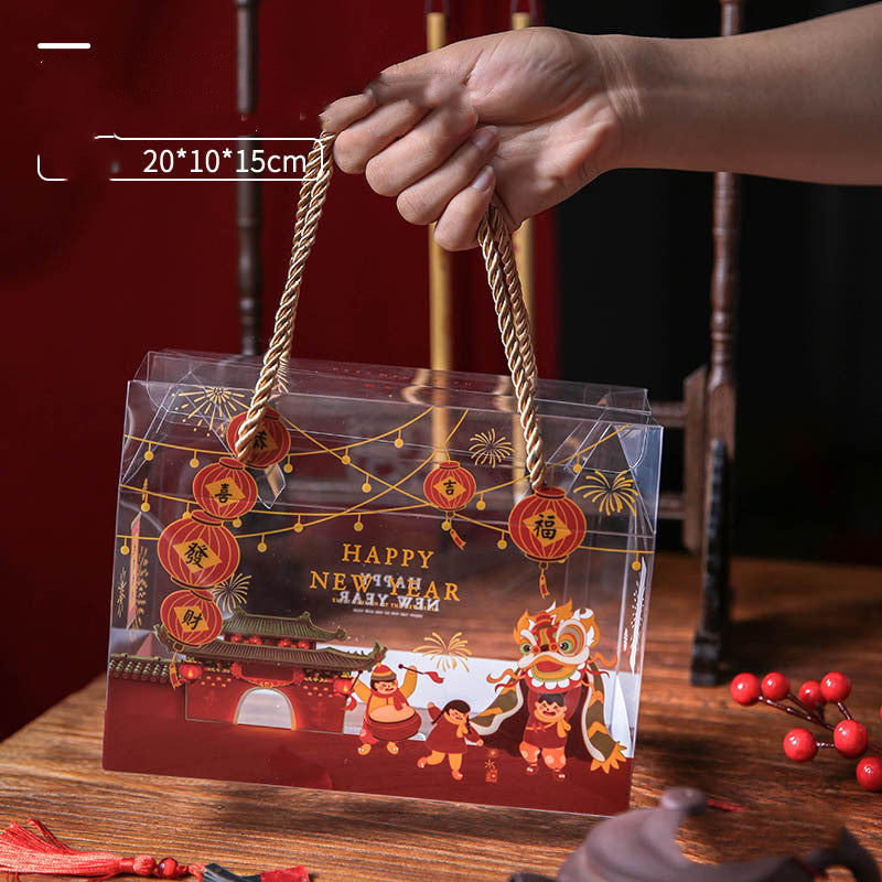 New Year Jinfu Lion Dance Transparent Portable Box