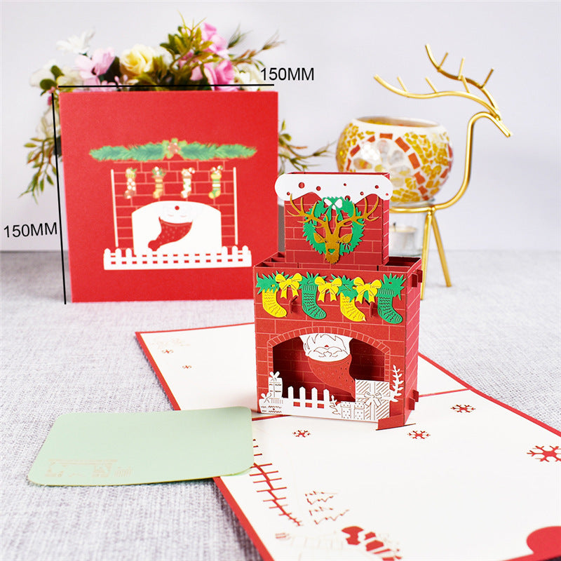 3D Merry Christmas Cards Christmas Tree Winter Gift Pop-Up Cards