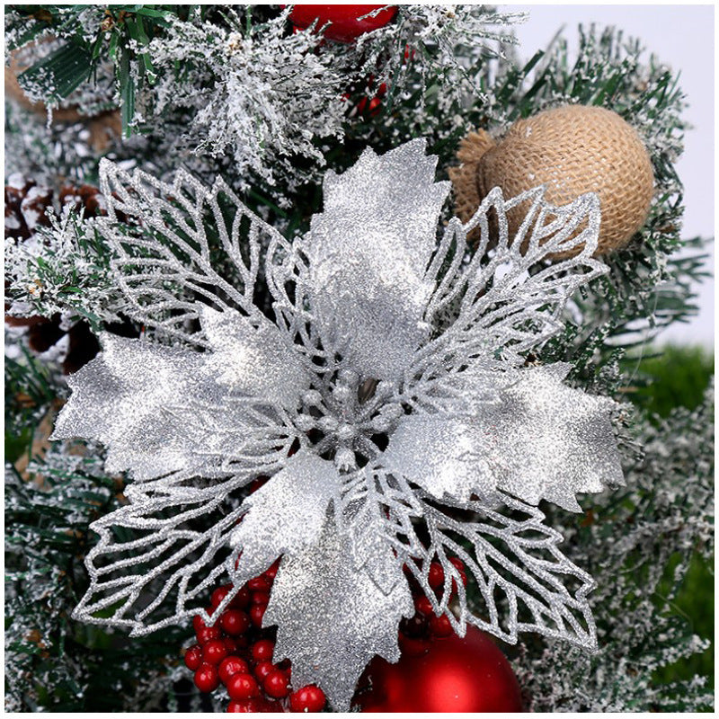 Glitter Artifical Christmas Flowers Christmas Tree Decorations