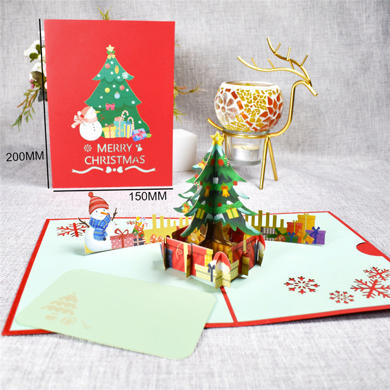 3D Merry Christmas Cards Christmas Tree Winter Gift Pop-Up Cards