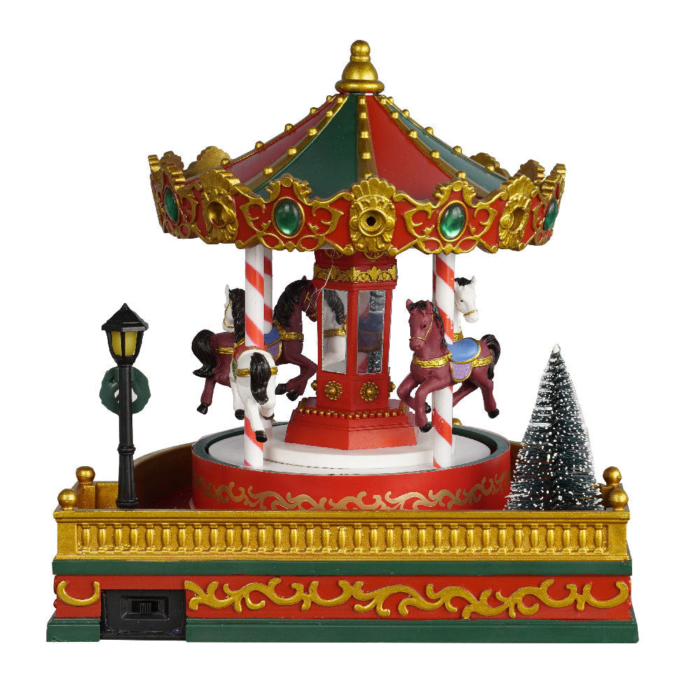 Christmas Gifts Merry Go Round Decorations Music Box LED Lights