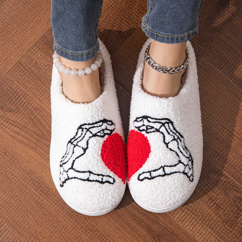 Funny Halloween Love Skull-hand Slippers Home Non-slip Slippers