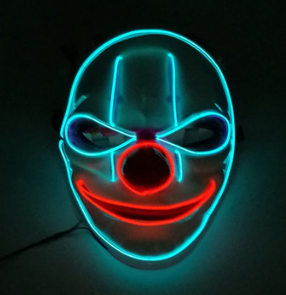 LED Mask Illuminated Glowing Joker Mask For Costume Halloween Rave Cosplay Party Xmas