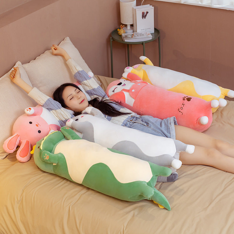 Cute Cartoon Long Pillow Plush Toy Bed Sleeping Pillow Doll Birthday Gift For Girls