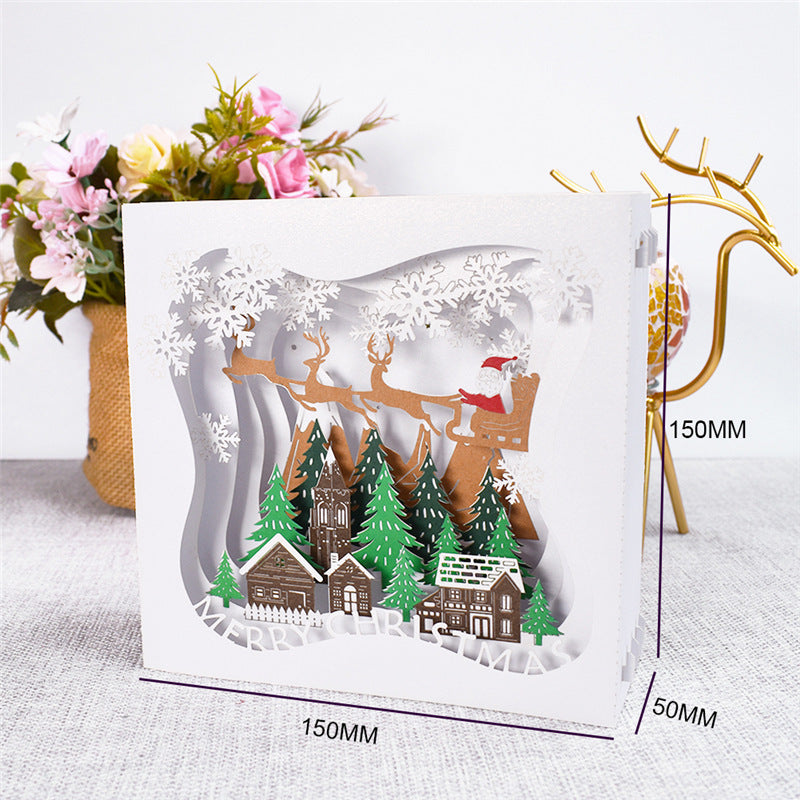 3D Merry Christmas Cards Christmas Tree Winter Gift Pop-Up Cards