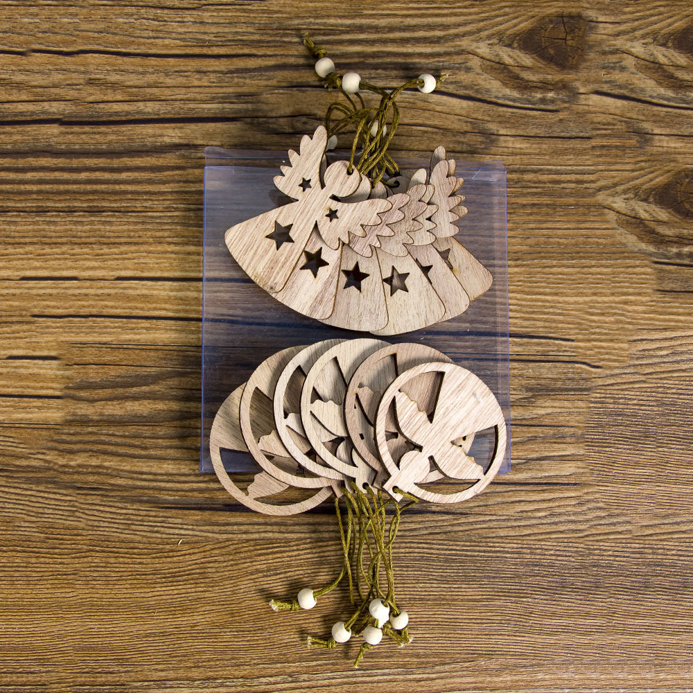 Christmas decorations wooden hollow pendant box