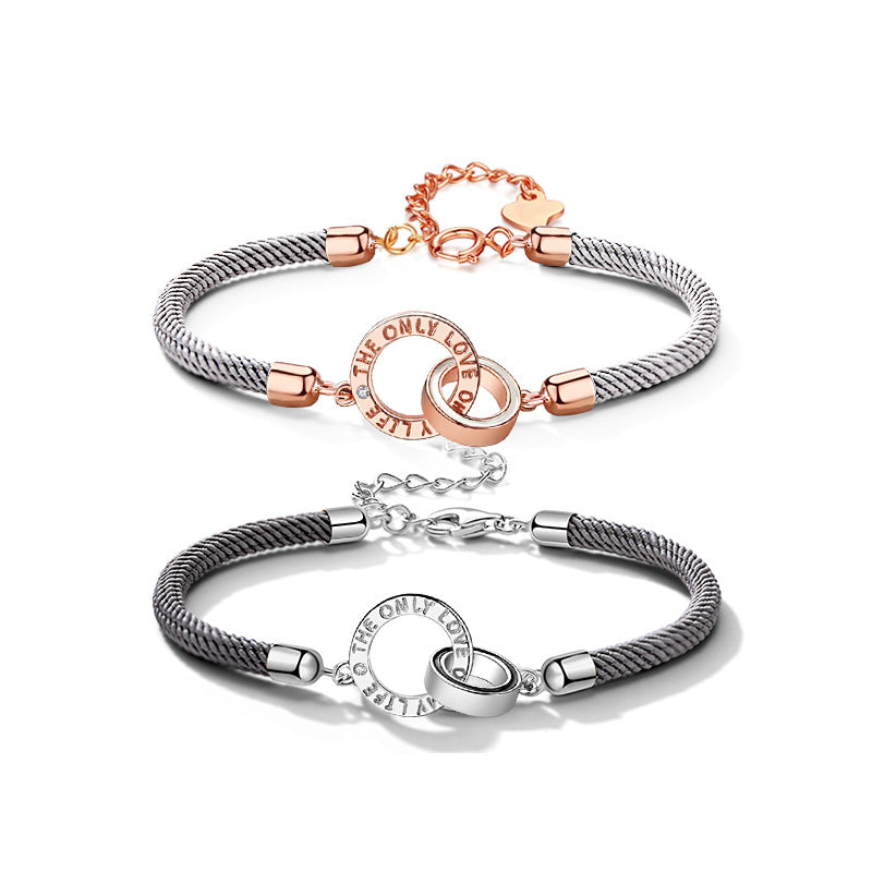 Original design double circle couple hand rope for men and women gifts