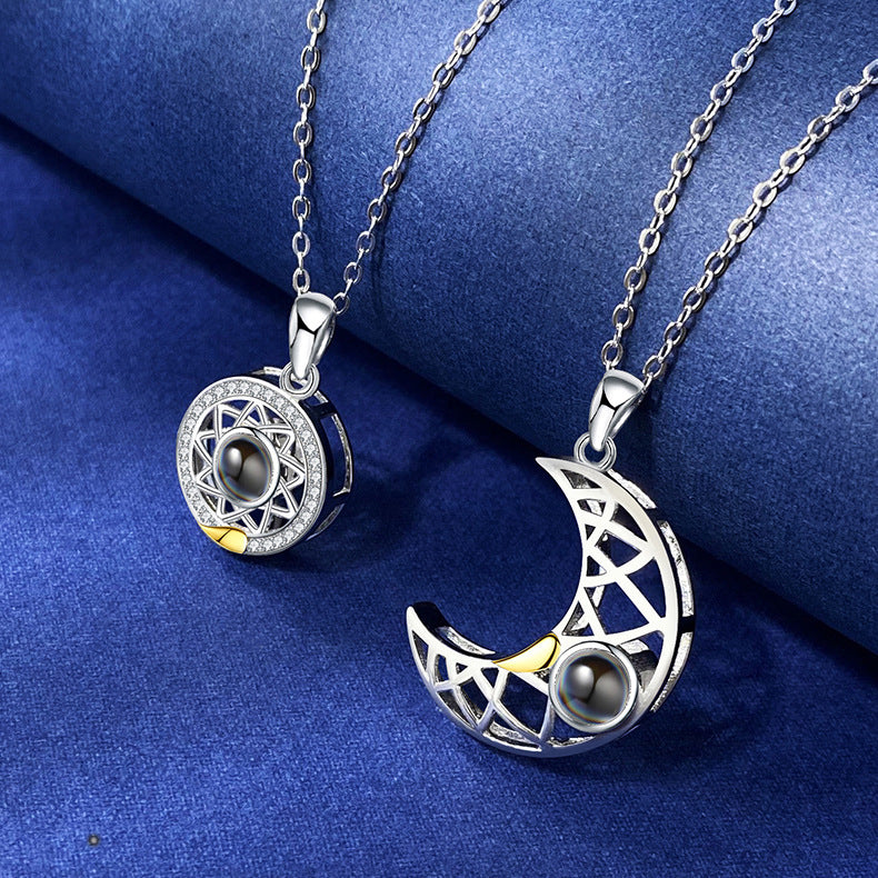 Sun Moon Shape Couple Personalized Necklaces  Necklace Gifts
