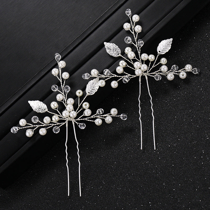 Bride Headdress Pearl Rhinestone Hairpin Pin Jewelry