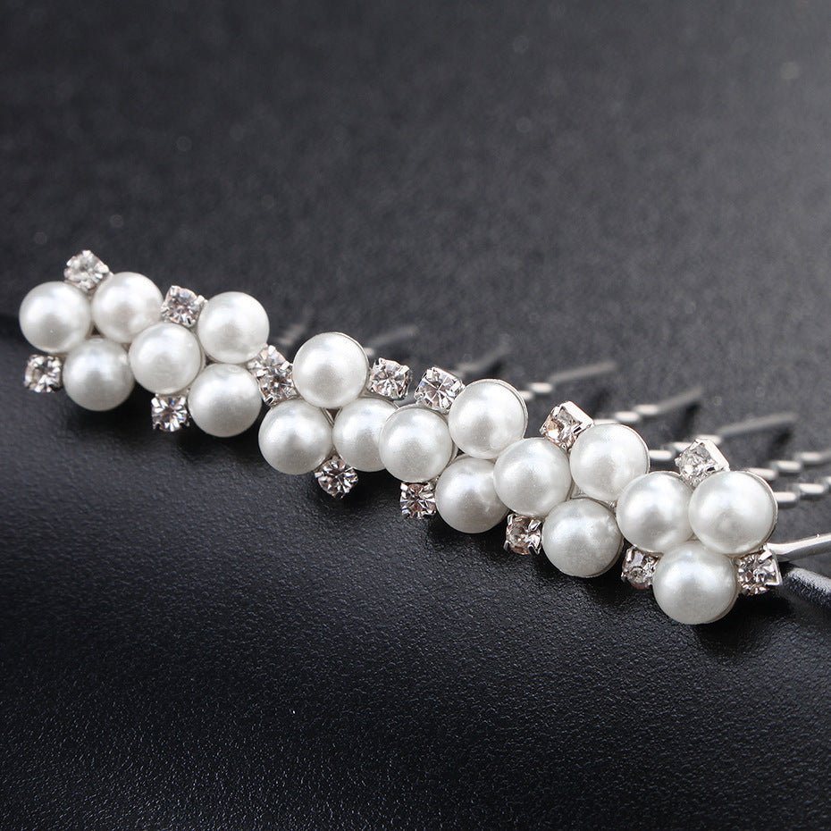 Bride Headdress Pearl Rhinestone Hairpin Pin Jewelry