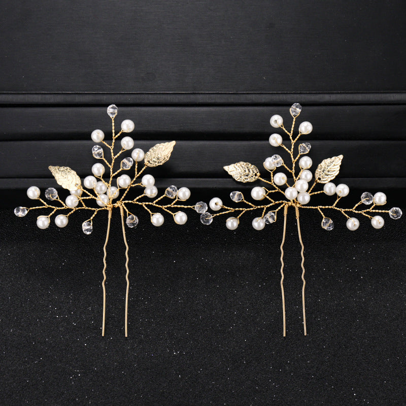 Bride Headdress Pearl Rhinestone Hairpin Pin Jewelry