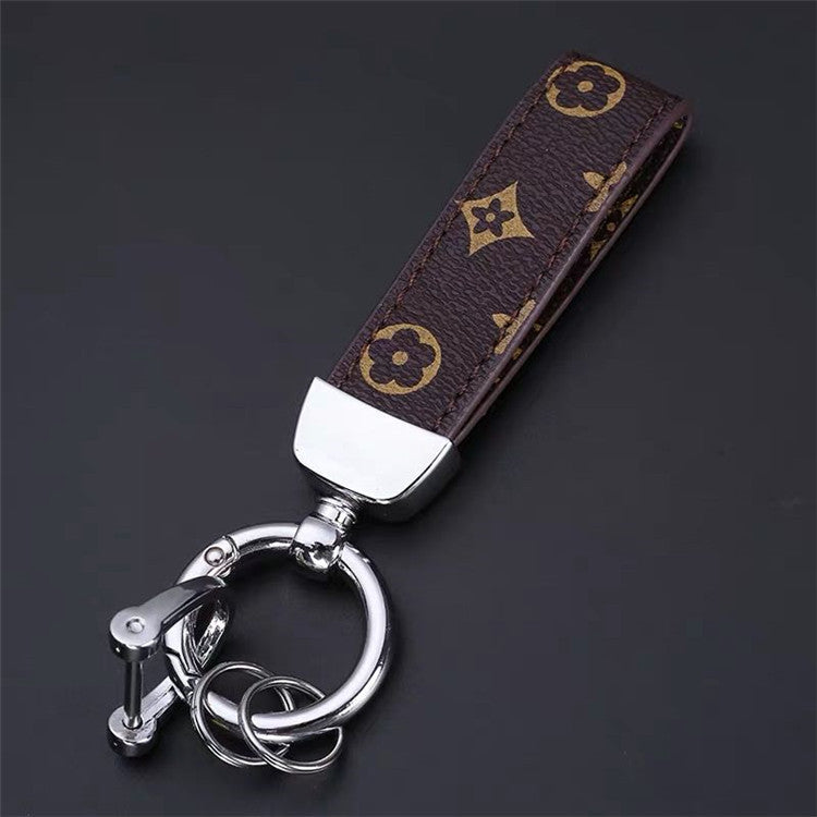 Luxury Genuine Leather Lanyard Keychain Men Women Gift