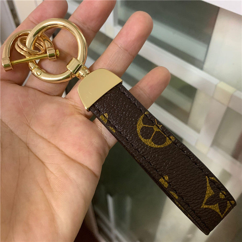 Luxury Genuine Leather Lanyard Keychain Men Women Gift