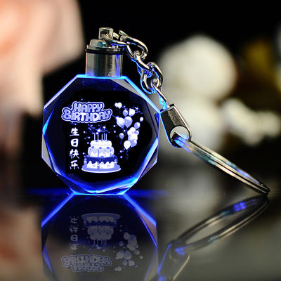 K9 Crystal Keychain LED Flashing Custom Carve Family Photo Frame Gifts