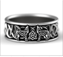 Men Ring Wolf Viking Mythology Defense-Totem Punk Rock Nordic Gift