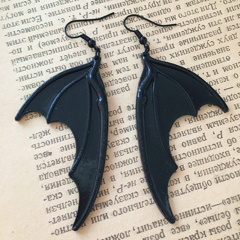 Vintage Dark Halloween Bat wings Earrings Gothic Earrings Vampire Black Bat Earrings
