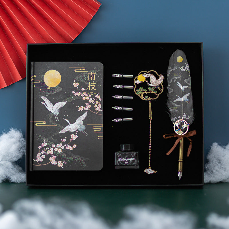 Chinese Style Feather Pen Set Jianhegui Notebook Set Guochao Gift Set