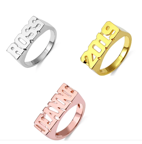 Personalized Hip Hop Name Ring Rose Gold Plated Fashion Gift