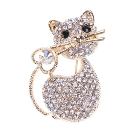 Fashion brooches Women Girl pins Crystal Broches Cat Brooch Pin Gift