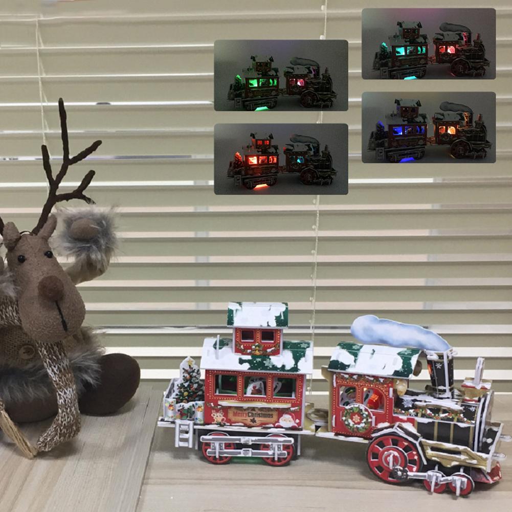 3D Train DIY Puzzle for Children's Christmas Gift Hardboard Model