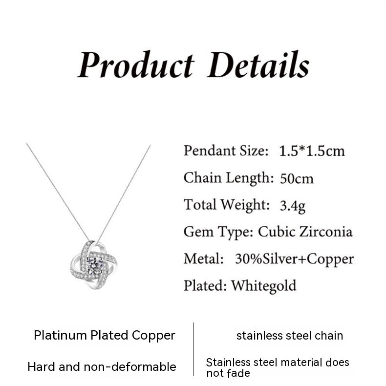 Full Diamond Silver Pendant Necklace Eternal Star Gift