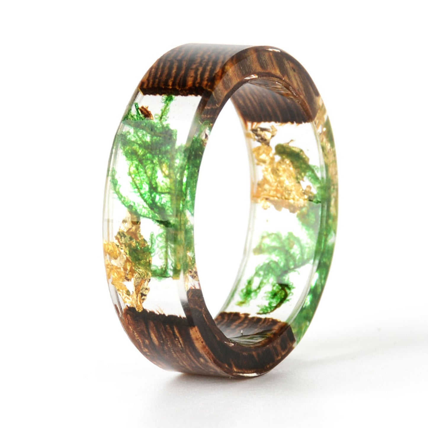 Handmade DIY romantic dry flower Real wood resin ring gifts for the lover