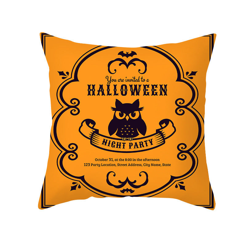 Halloween Pumpkin Letter Fleece Cushion Cover