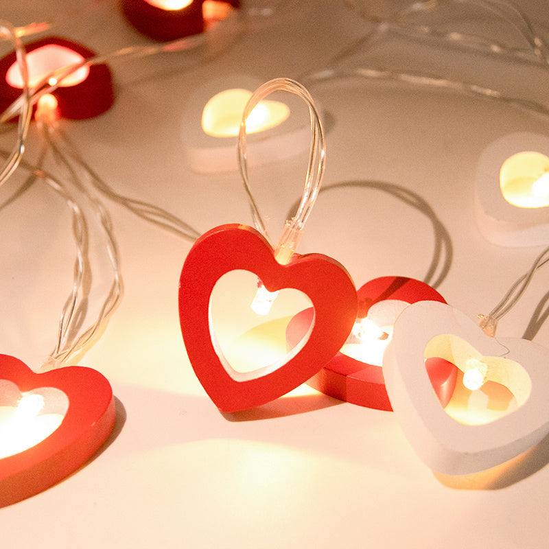 Love Heart String Lights Valentine's Day Wood Light