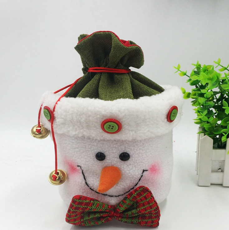 Santa Snowman Gift Candy Bell Bag  Holiday Gift Bag