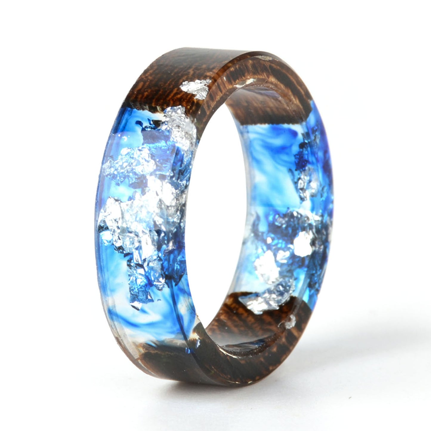 Handmade DIY romantic dry flower Real wood resin ring gifts for the lover