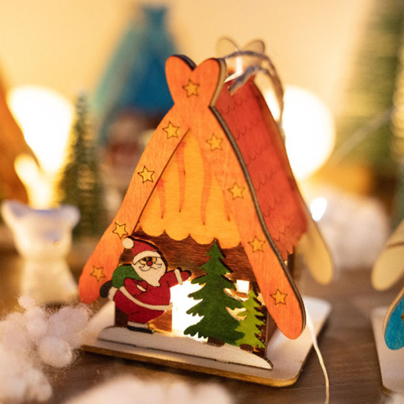 Christmas Decoration Wooden House Children's Handmade