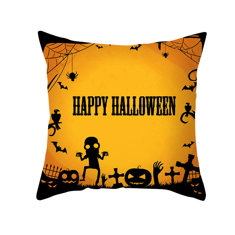 Halloween Pumpkin Letter Fleece Cushion Cover