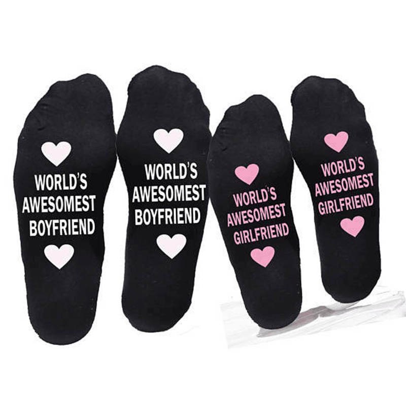 Unisex Men Women Cotton Socks Printing Letter Funny Socks Gift
