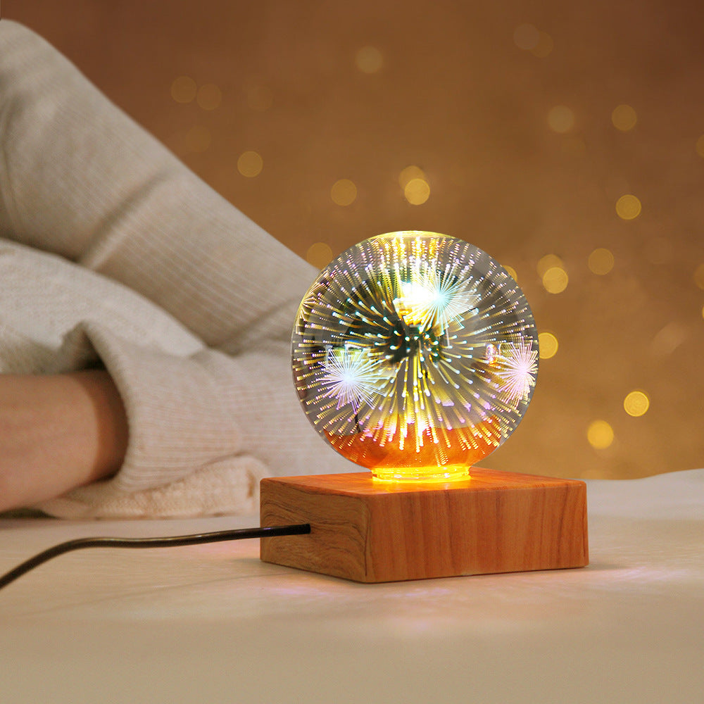 USB 3D Firework Crystals Ball Night Light  Plug In Romantic Star