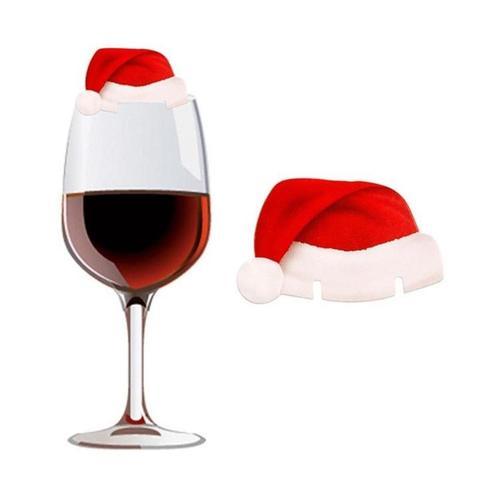 10Pcs Lot Paper Red Christmas Hat Wine Champagne Tipple Cup